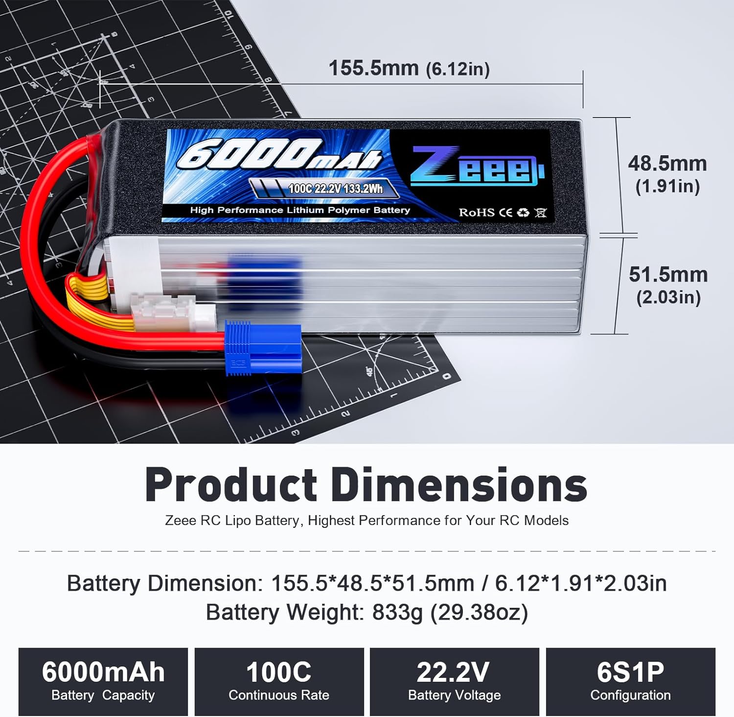 Zeee 6S 6000mAh Lipo Battery 2 - 6S Lipo Battery 22.2V 5000Mah review and price
